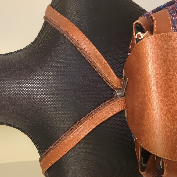 Vintage Unisex Peruvian Drawstring Two Pockets Backpack - Picture 5 of 11